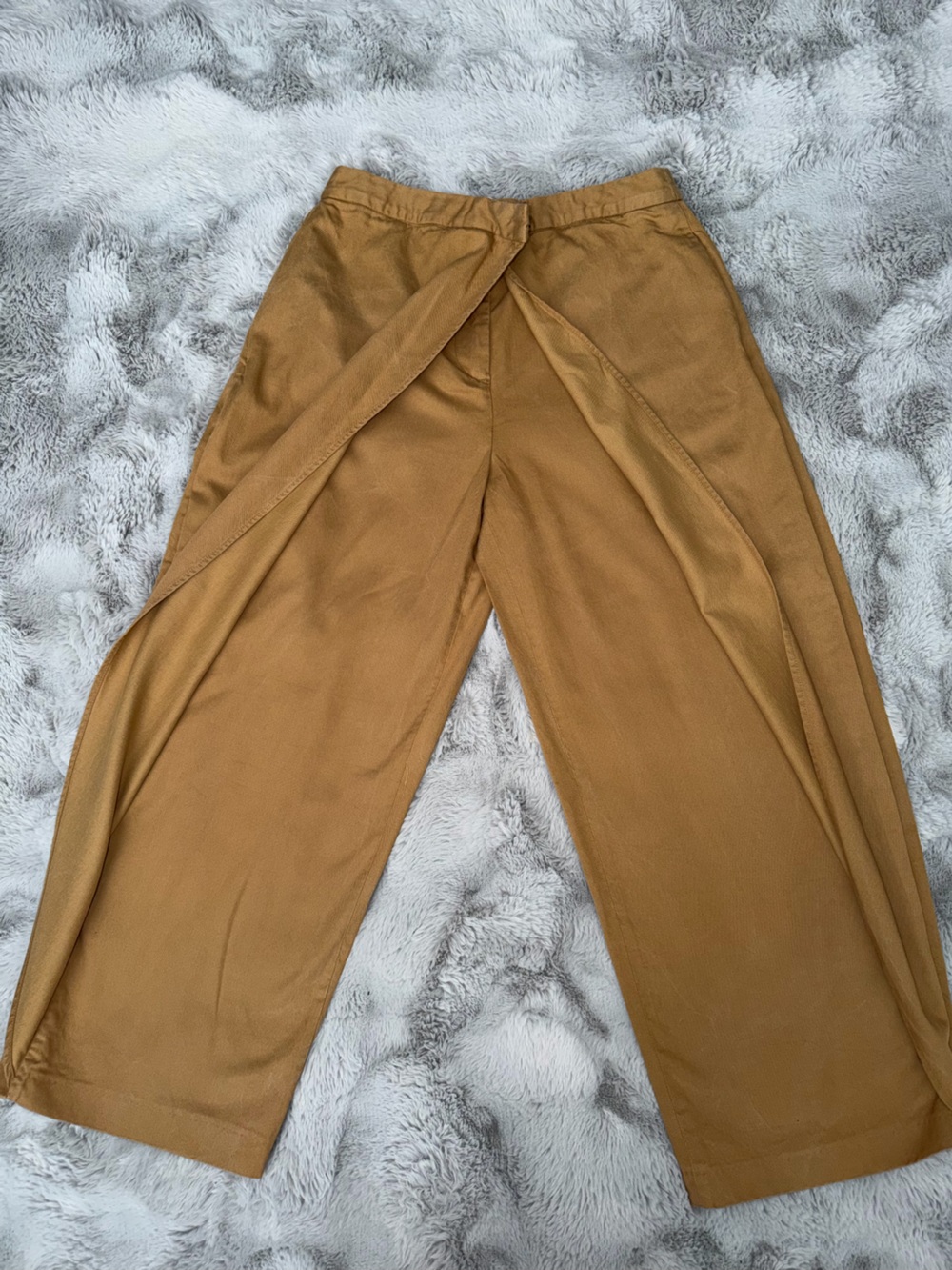 Zara Camel Cropped Wide-Leg Trousers